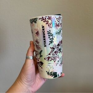 Starbucks 2022 Holiday Pink Enchanted Forest Floral Ceramic Tumbler